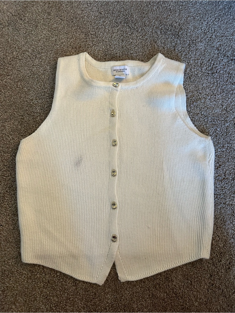 Song of Style Cream Button-Front Knit Vest